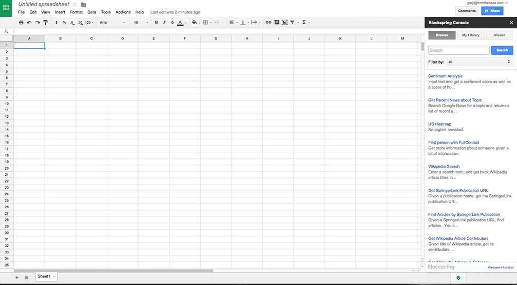 Signing into Blockspring on Google Sheets