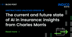 A promotional graphic for a blog post about the current and future state of ai in insurance, featuring insights from an individual named charles morris.