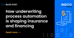 Blog header graphic discussing the impact of underwriting process automation on insurance and financing, with a call-to-action to read more.