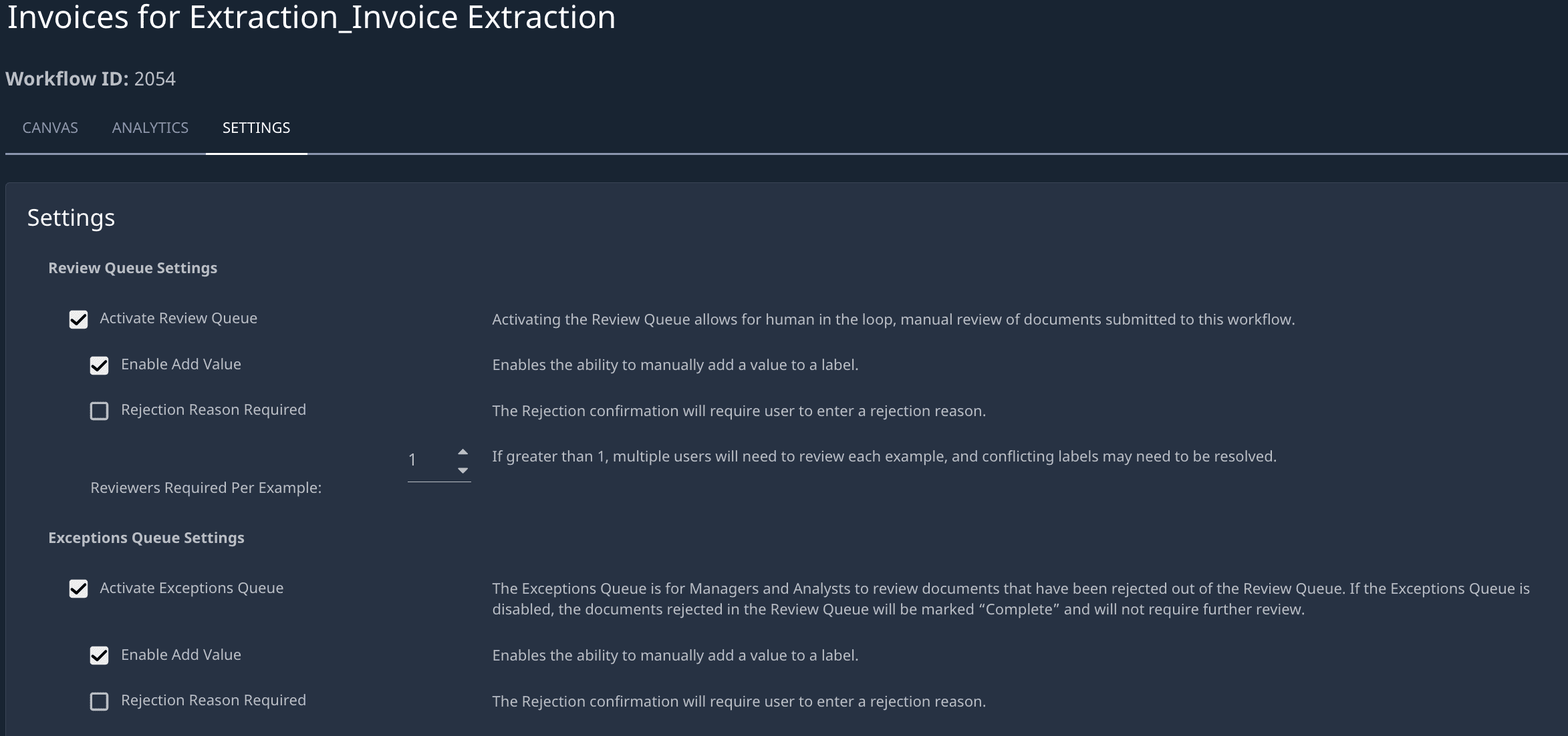 New review queue settings options in Indico Data version 4.14