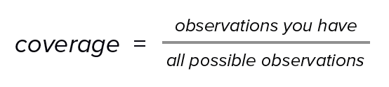 coverage = observations you have / all possible observations