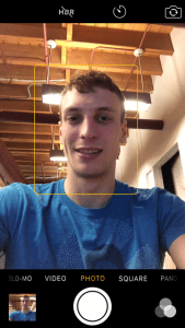 The iPhone camera detects faces using computer vision